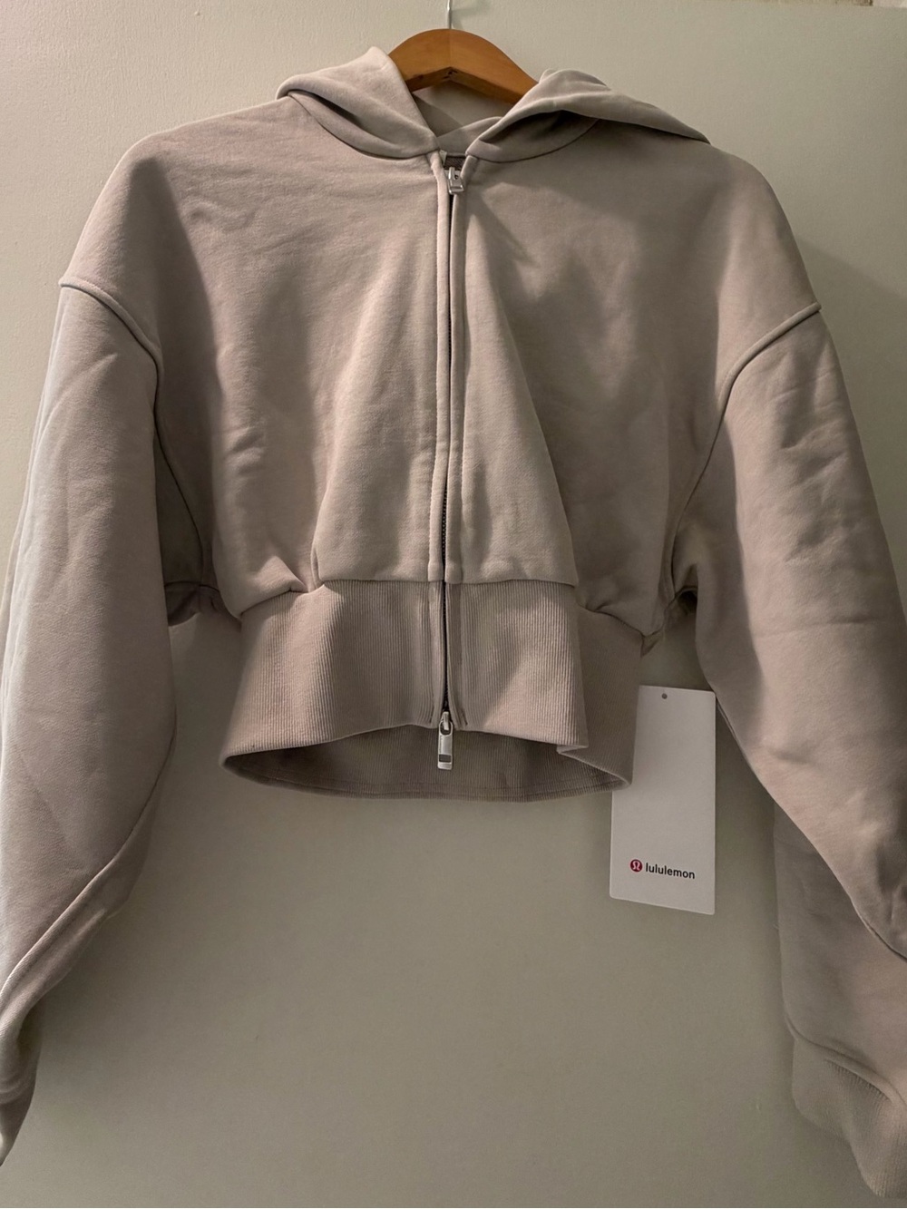 lululemon athletica Cropped Zip Hoodie in Taupe Gray